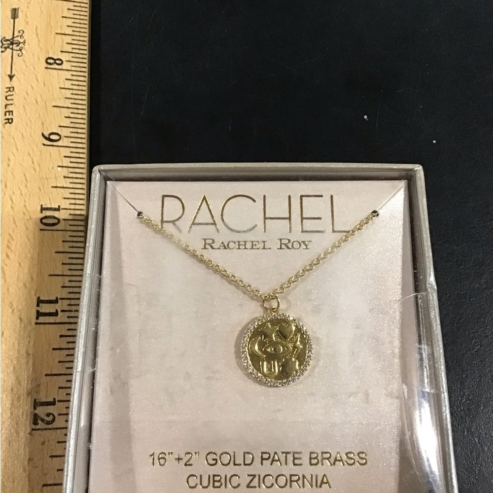 RACHEL ROY GOLD PLATED BRASS CELESTIAL PENDANT NECKLACE W CZ NIB